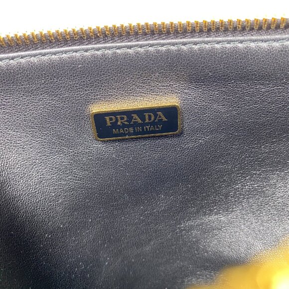 PRADA Red/Black Embroidered Triangle Jacquard Fabric Mini Bag - Picture 7 of 7